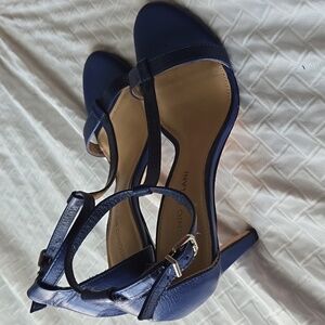 Antonio Melani Elegant Blue Ankle T Strap High Heel Sandals Summer Shoes